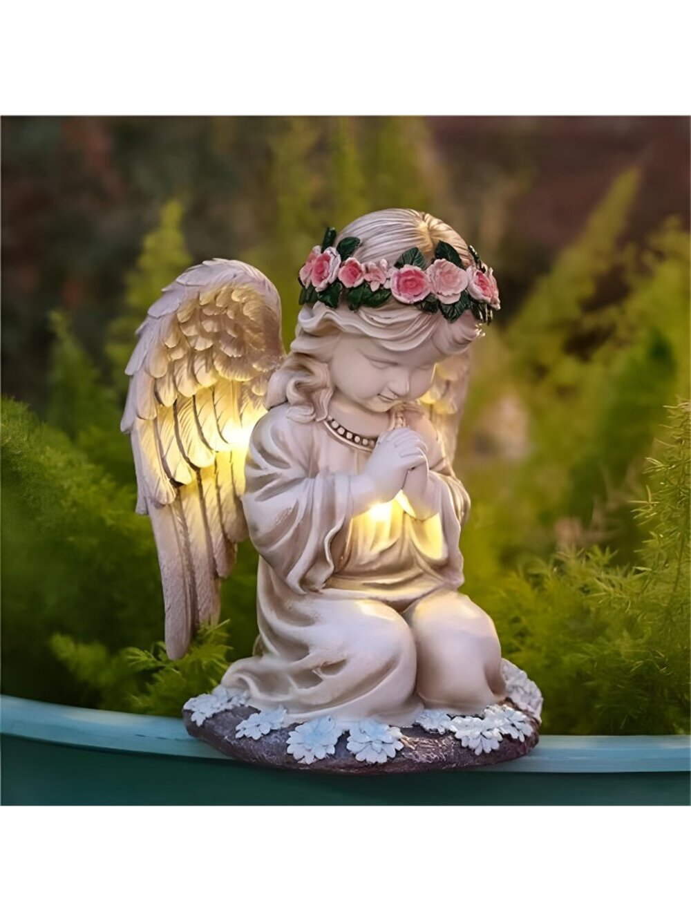 Praying Angels Figurine,Solar Garden Statues, Waterproof Kneeling Sculpture